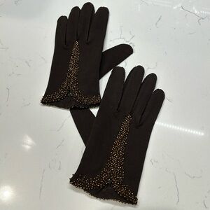 Crescendoe 1940’s Tailored Hand Beaded Chocolate Gloves
